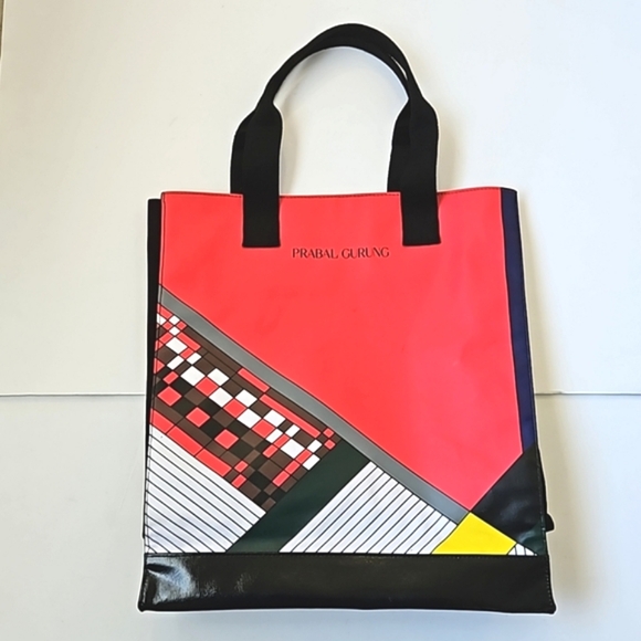 Prabal Gurung Tote Bag Michelle Obama Collab Color Block Red Black White Green - Picture 1 of 17
